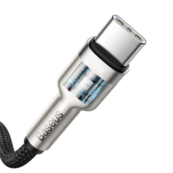 Kabelis USB-C į USB-C Baseus Cafule, 100 W, 2 m (juodas) - Image 5