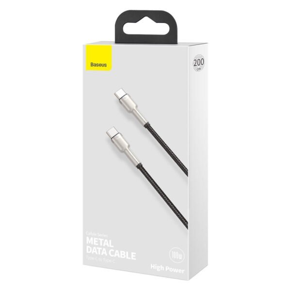 Kabelis USB-C į USB-C Baseus Cafule, 100 W, 2 m (juodas) - Image 8