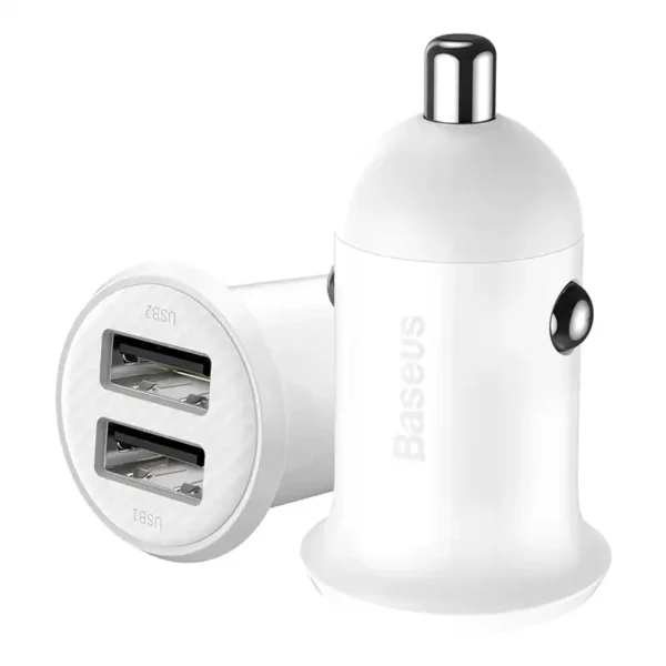 Baseus Grain Pro automobilinis įkroviklis 2x USB 4,8A (baltas) - Image 2