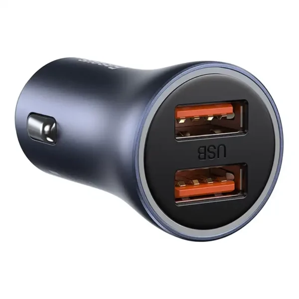 Automobilinis įkroviklis Baseus Golden Contactor Pro, 2x USB, 40W (šara) + kabel USB do USB-C 1m (juodas) - Image 5