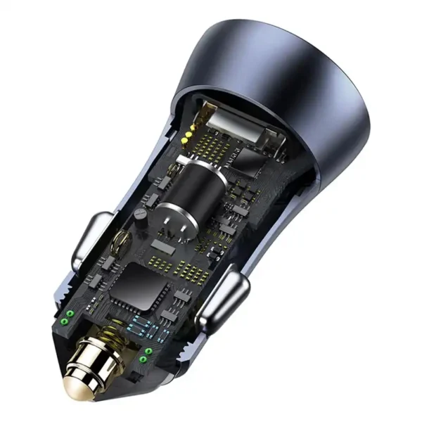 Automobilinis įkroviklis Baseus Golden Contactor Pro, 2x USB, 40W (šara) + kabel USB do USB-C 1m (juodas) - Image 7