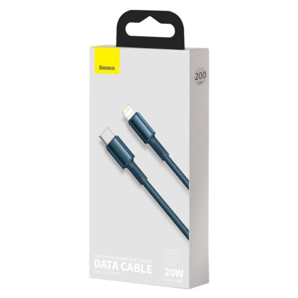 Baseus didelio tankio pintas kabelis iš C tipo į Lightning, PD, 20 W, 2 m (mėlynas) - Image 10