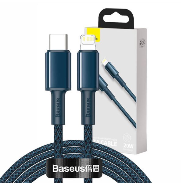 Baseus didelio tankio pintas kabelis iš C tipo į Lightning, PD, 20 W, 2 m (mėlynas) - Image 12