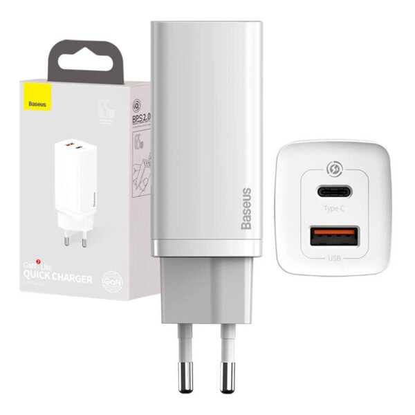 Greitasis kelioninis įkroviklis Baseus GaN2 Lite USB+C 65W EU (baltas) - Image 12