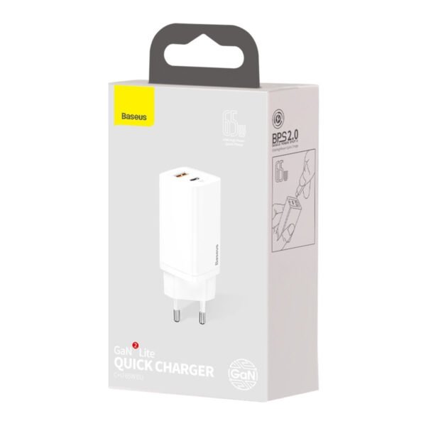 Greitasis kelioninis įkroviklis Baseus GaN2 Lite USB+C 65W EU (baltas) - Image 10