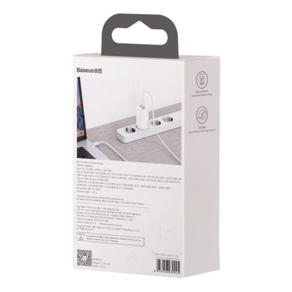 Greitasis kelioninis įkroviklis Baseus GaN2 Lite USB+C 65W EU (baltas) - Image 11
