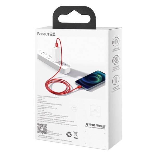 Baseus Superior serijos kabelis USB į iP 2.4A 1 m (raudonas) - Image 12