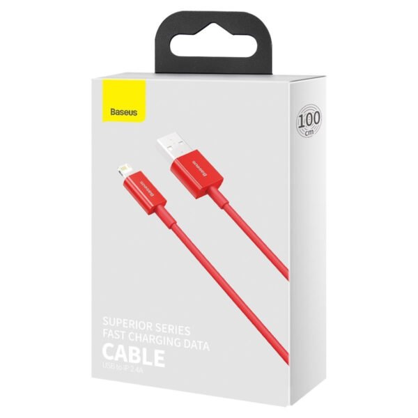 Baseus Superior serijos kabelis USB į iP 2.4A 1 m (raudonas) - Image 11