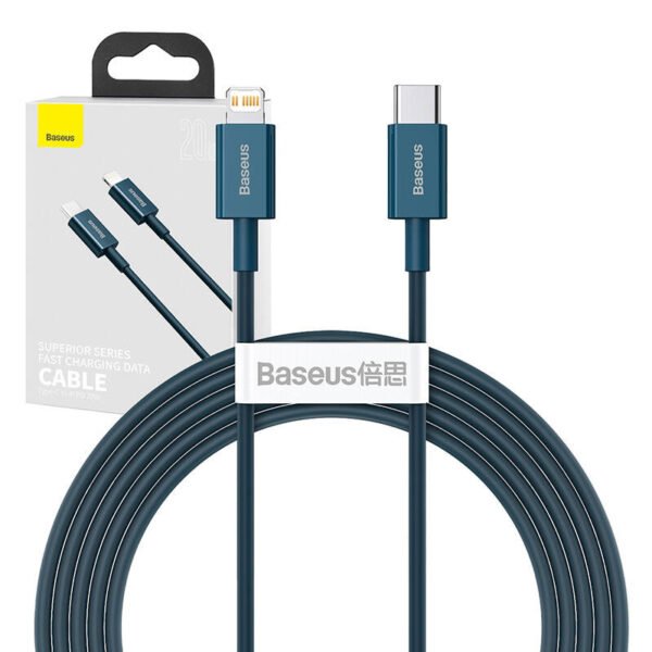 Baseus Superior serijos kabelis USB-C į iP, 20 W, PD, 2 m (mėlynas) - Image 12