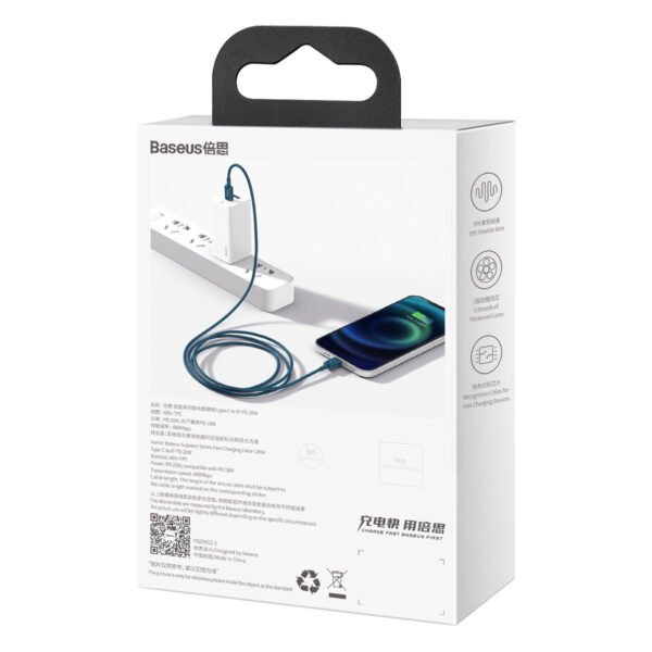 Baseus Superior serijos kabelis USB-C į iP, 20 W, PD, 1 m (mėlynas) - Image 11