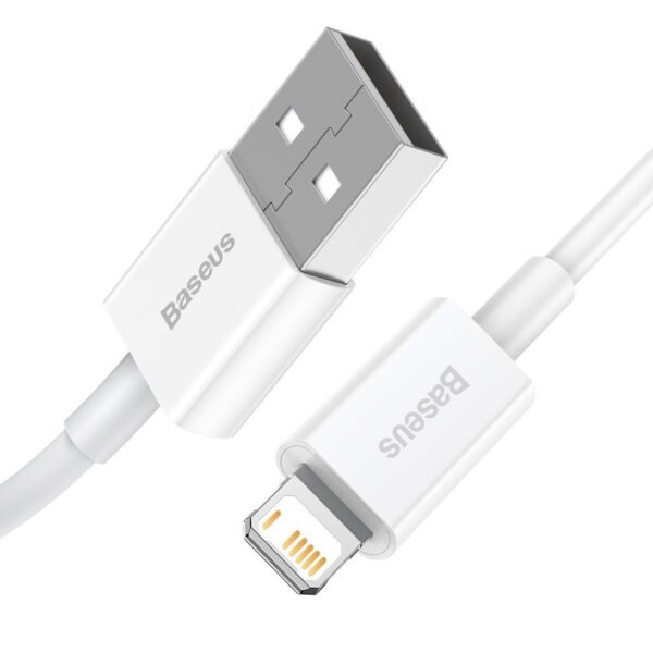 Baseus Superior serijos USB ir Lightning kabelis, 2,4 A, 0,25 m (baltas) - Image 3