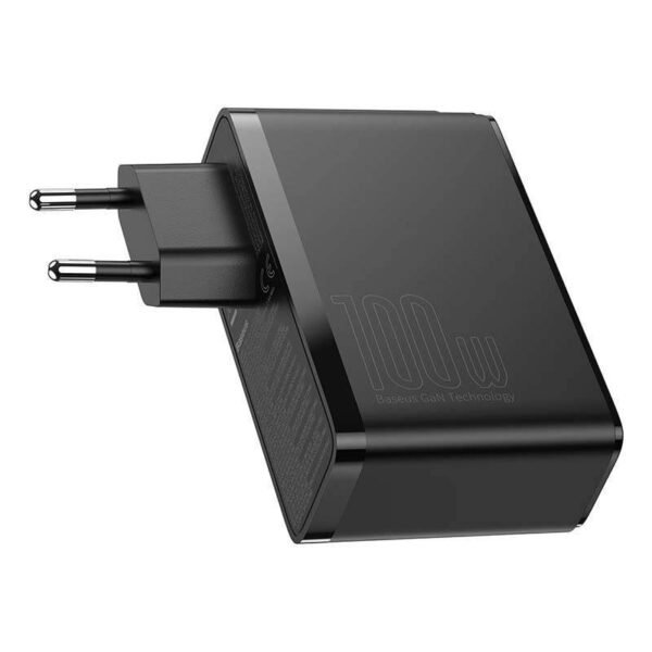 Kelioninis įkroviklis Baseus GaN2 Pro Quick 2x USB + 2x USB-C, 100 W, ES (juodas) - Image 10