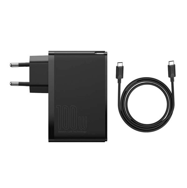 Kelioninis įkroviklis Baseus GaN2 Pro Quick 2x USB + 2x USB-C, 100 W, ES (juodas) - Image 12