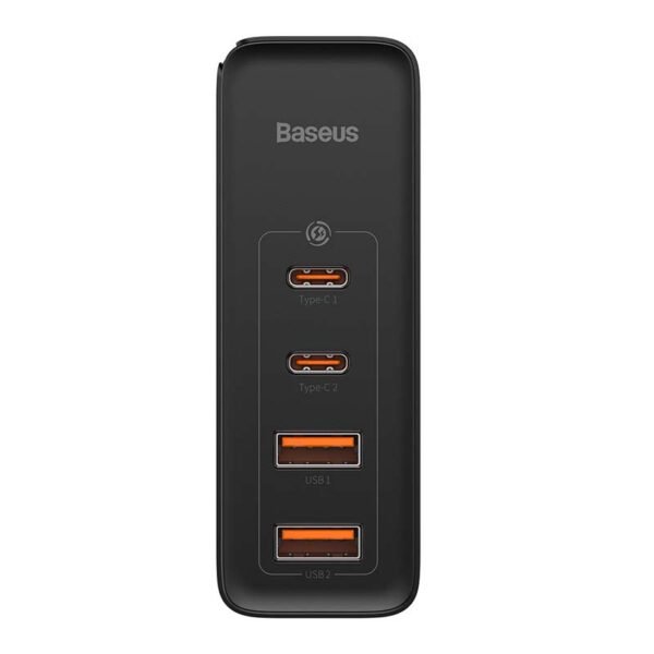 Kelioninis įkroviklis Baseus GaN2 Pro Quick 2x USB + 2x USB-C, 100 W, ES (juodas) - Image 6