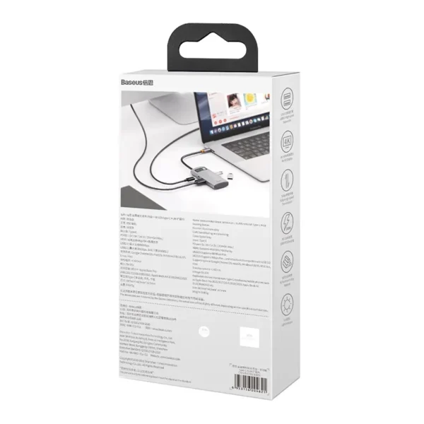 Hub 4in1 Baseus Metal Gleam Series, USB-C į USB 3.0 + USB 2.0 + HDMI + USB-C PD - Image 9
