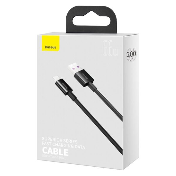 Baseus Superior serijos kabelis USB į USB-C, 66W, 2 m (juodas) - Image 11