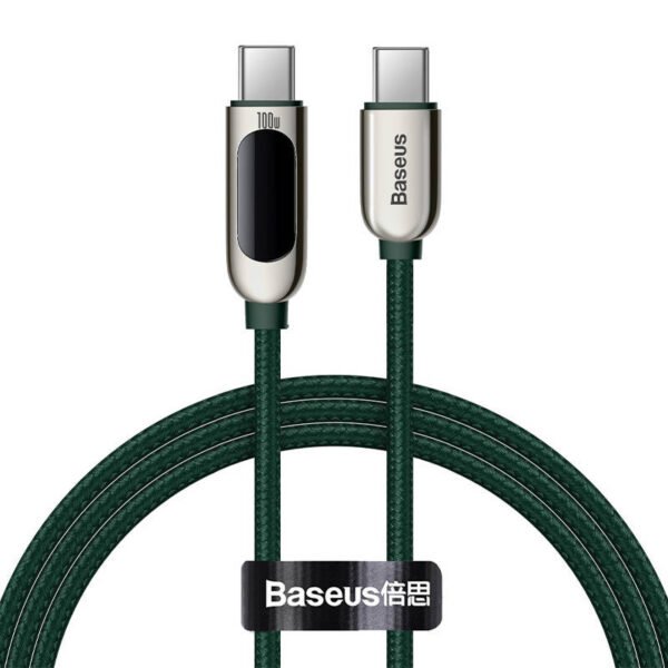 Baseus ekrano kabelis USB-C į USB-C 100W 1 m (žalias) - Image 2
