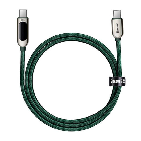 Baseus ekrano kabelis USB-C į USB-C 100W 1 m (žalias) - Image 4