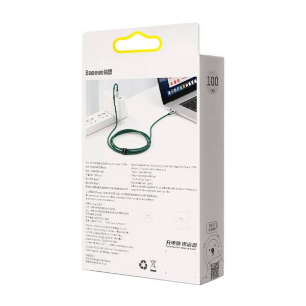 Baseus ekrano kabelis USB-C į USB-C 100W 1 m (žalias) - Image 9