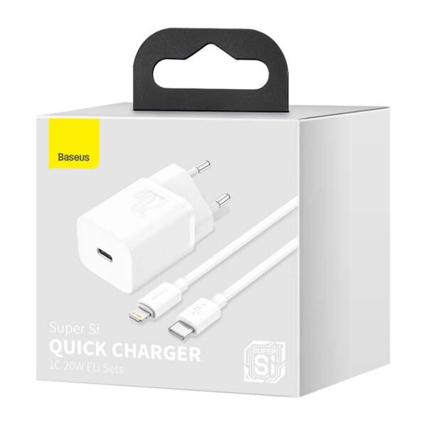 Baseus Super Si greitasis įkroviklis 1C 20W su Lightning USB-C kabeliu 1 m (baltas) - Image 8