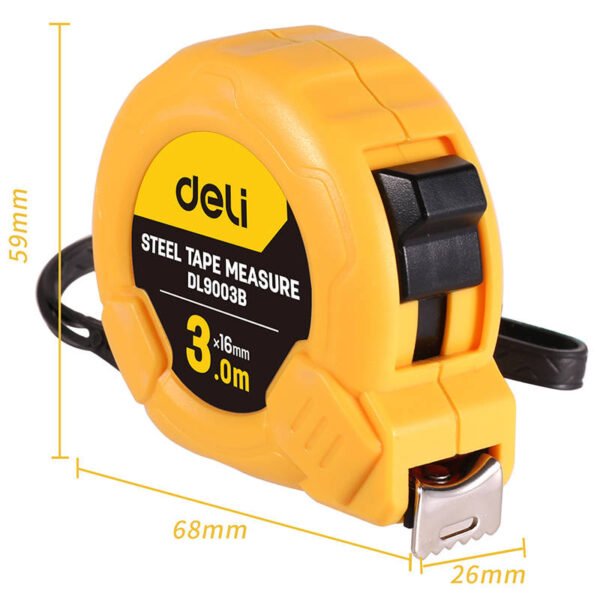 Plieninė matavimo ruletė 3m/16mm Deli Tools EDL9003B (geltonas) - Image 11