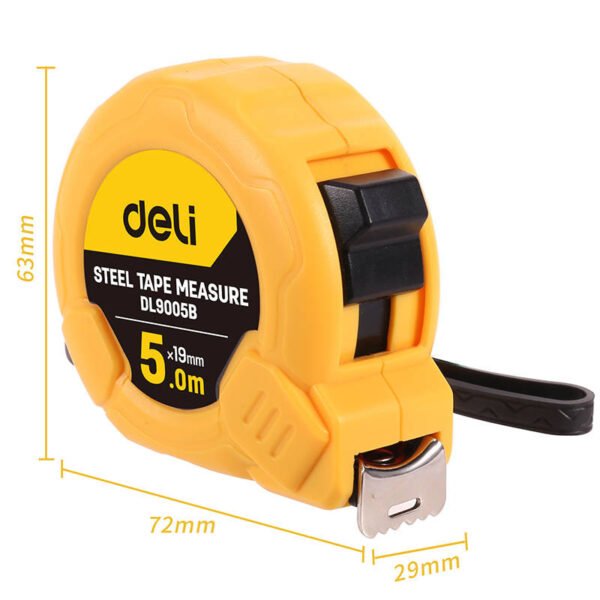 Plieninė matavimo ruletė 5m/19mm Deli Tools EDL9005B (geltonas) - Image 11