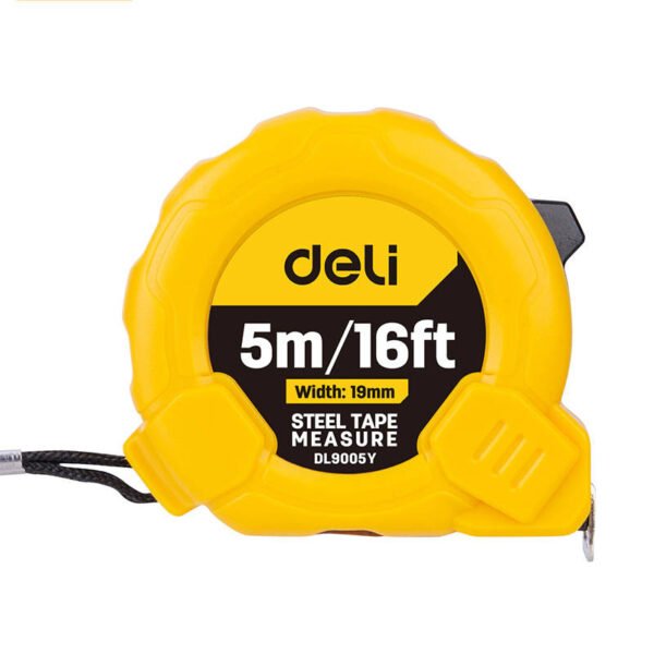 Plieninė matavimo ruletė 5m/19mm Deli Tools EDL9005Y (geltonas) - Image 4