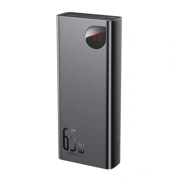 Išorinė baterija Baseus Adaman Metal 20000mAh PD QC 3.0 65W 2xUSB + USB-C + micro USB (juodas) - Image 4