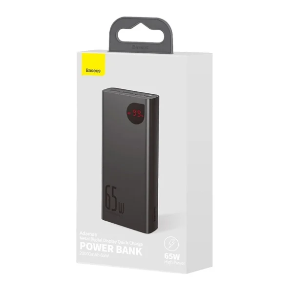 Išorinė baterija Baseus Adaman Metal 20000mAh PD QC 3.0 65W 2xUSB + USB-C + micro USB (juodas) - Image 8