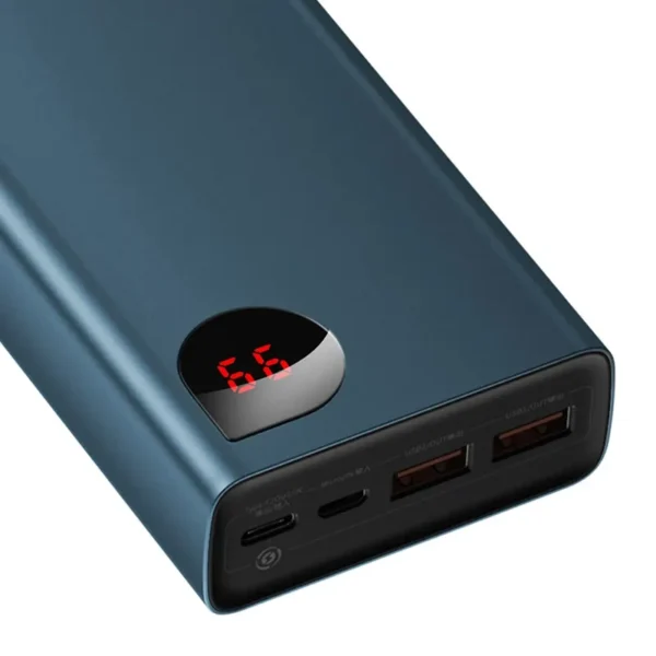 Išorinė baterija Baseus Adaman Metal 20000mAh PD QC 3.0 65W 2xUSB + USB-C + micro USB (mėlynas) - Image 6