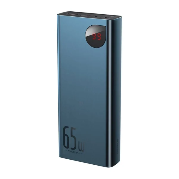 Išorinė baterija Baseus Adaman Metal 20000mAh PD QC 3.0 65W 2xUSB + USB-C + micro USB (mėlynas) - Image 4