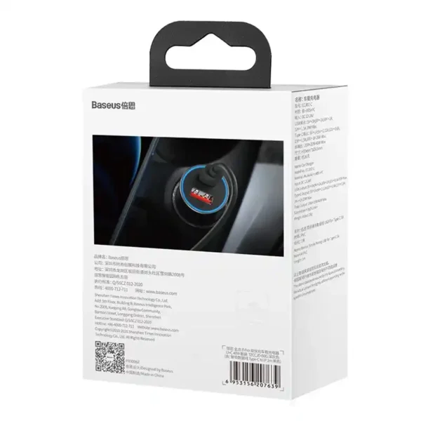 Automobilinis įkroviklis Baseus Golden Contactor Pro, USB + USB-C, QC4.0+, PD, SCP, 40W (šara) + kabelis USB-C do iP 1m (juodas) - Image 9