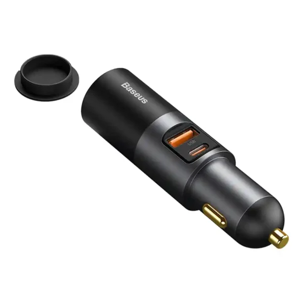 Baseus Share Together greitojo įkrovimo automobilinis įkroviklis su cigarečių žiebtuvėlio išplėtimo prievadu, 2x USB, 120 W (pilkas) - Image 4