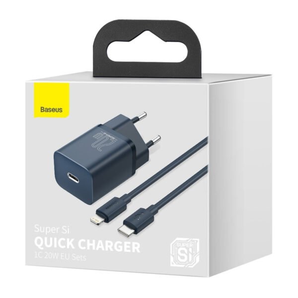 Greitasis įkroviklis Baseus Super Si 1C 20W su USB-C laidu Lightning 1 m (mėlynas) - Image 11