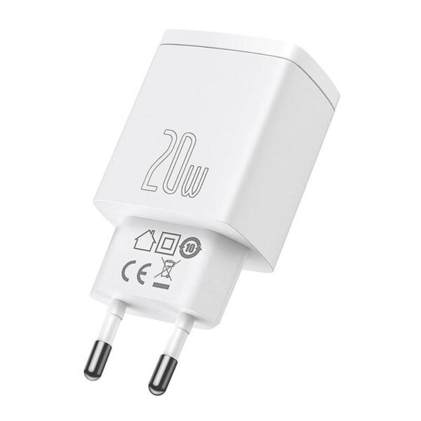 Baseus kompaktiškas greitasis įkroviklis, USB, USB-C, 20W (baltas) - Image 6