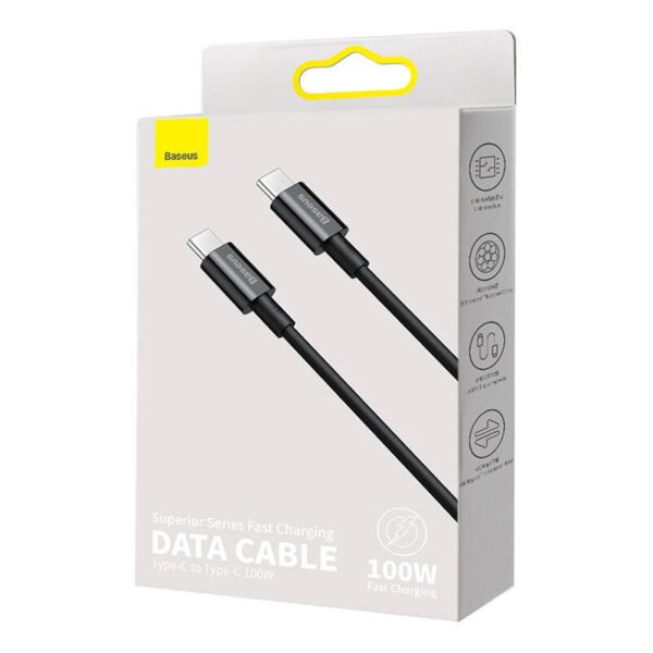 Baseus Superior serijos kabelis USB-C į USB-C, 100 W, 1 m (juodas) - Image 8