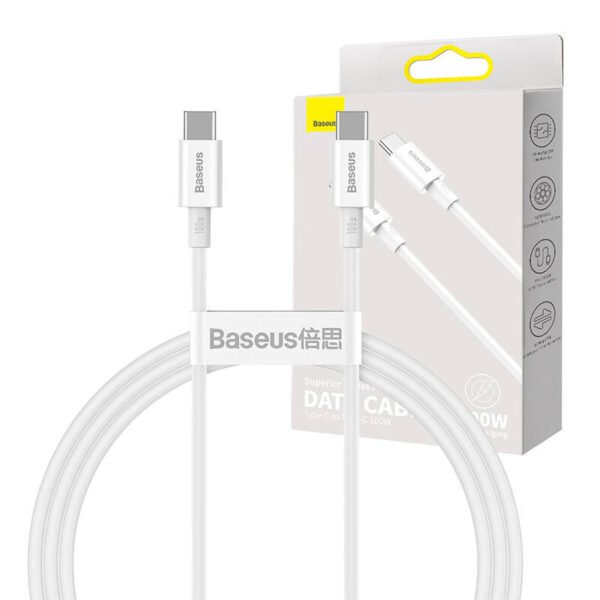 Baseus Superior serijos kabelis USB-C į USB-C, 100 W, 1 m (baltas) - Image 12