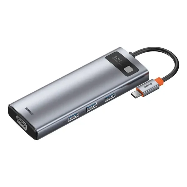 Hub 9in1 Baseus Metal Gleam Series, USB-C į 3x USB 3.0 + HDMI + USB-C PD + Ethernet RJ45 + microSD/SD + VGA - Image 5