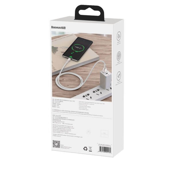USB-C laidas Baseus Cafule USB-C, 66 W, 2 m (baltas) - Image 7