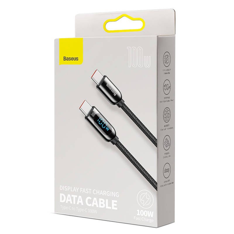 Kabelis USB-C į USB-C Baseus Display, 100 W, 2 m (juodas) - Image 5