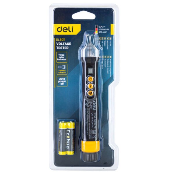 Bekontaktis įtampos detektorius Deli Tools EDL8011, 12/48–1000V AC (juodas) - Image 5