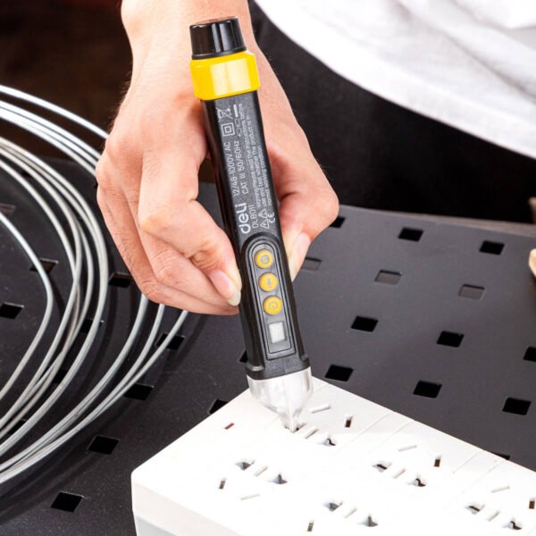 Bekontaktis įtampos detektorius Deli Tools EDL8011, 12/48–1000V AC (juodas) - Image 4