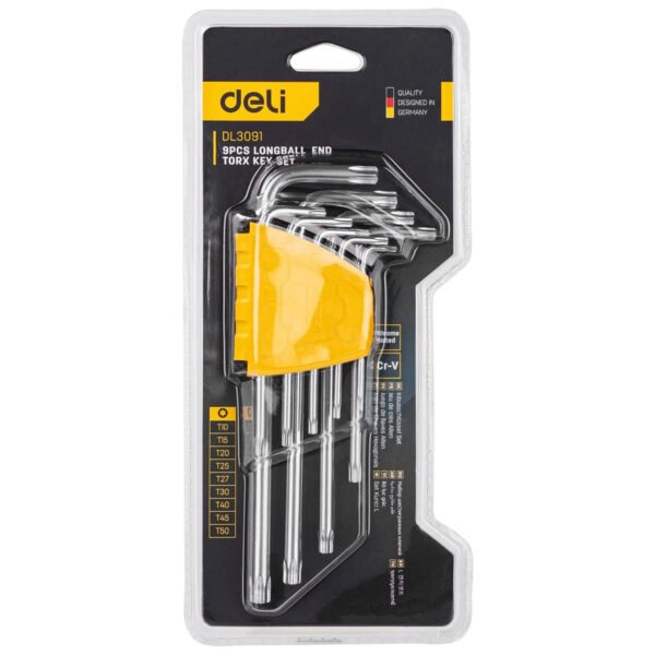 Torx šešiakampių rinkinys 1.5–10 mm Deli Tools EDL3091 (sidabrinis) - Image 3