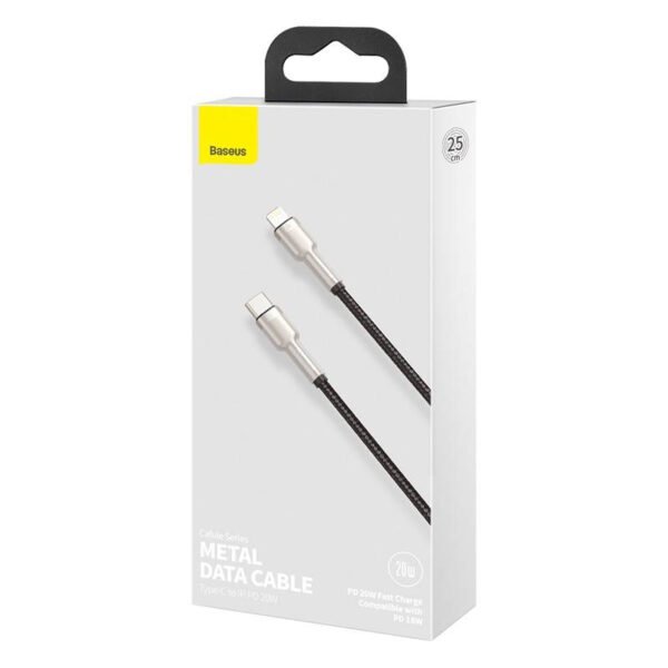 USB-C laidas Lightning Baseus Cafule, PD, 20W, 0,25 m (juodas) - Image 7