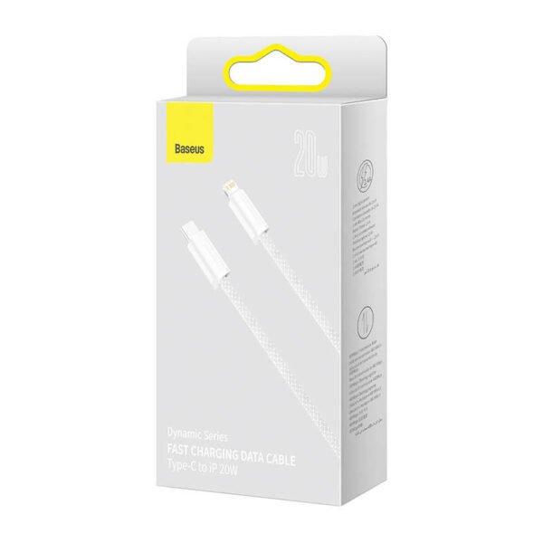 USB-C laidas Lightning Baseus Dynamic serijos Lightning, 20 W, 2 m (baltas) - Image 7