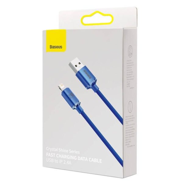 Baseus Crystal Shine USB ir Lightning kabelis, 2,4 A, 2 m (mėlynas) - Image 5