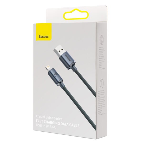 Baseus Crystal Shine USB ir Lightning kabelis, 2,4 A, 2 m (juodas) - Image 5