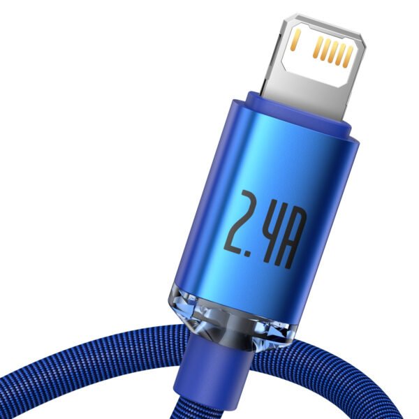 Baseus Crystal Shine USB ir Lightning kabelis, 2,4 A, 1,2 m (mėlynas) - Image 4