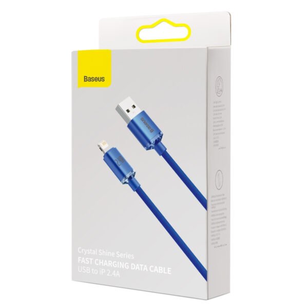 Baseus Crystal Shine USB ir Lightning kabelis, 2,4 A, 1,2 m (mėlynas) - Image 5