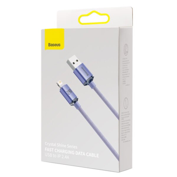 Baseus Crystal Shine USB ir Lightning kabelis, 2,4 A, 1,2 m (violetinis) - Image 5